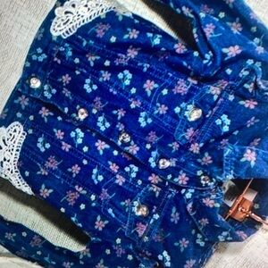 Denim rhinestone button shirt